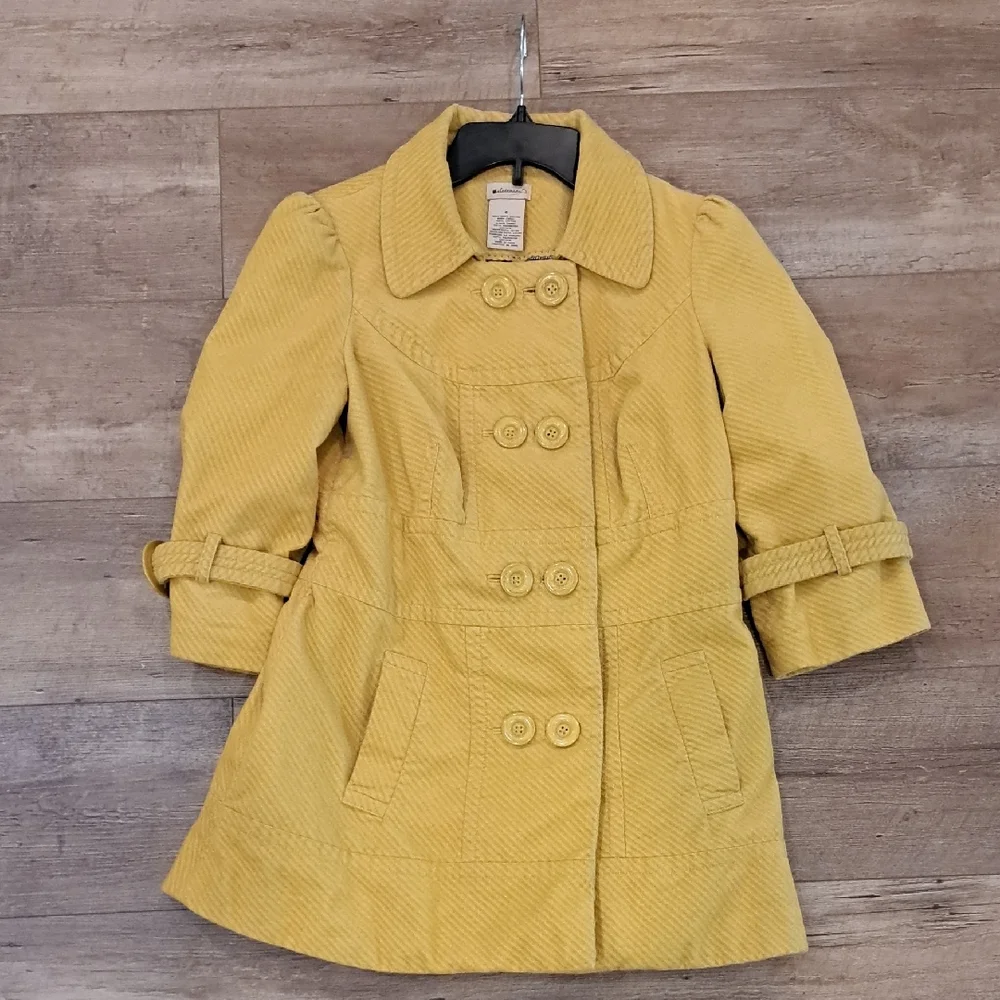 Elevenses Mustard Yellow Pea Coat with Structured Silhouette - Picture 4 of 6